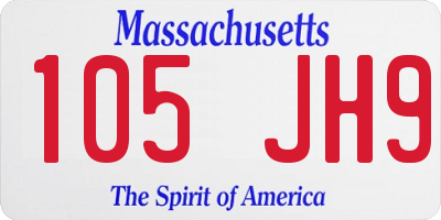 MA license plate 105JH9