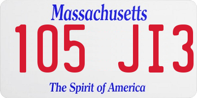 MA license plate 105JI3