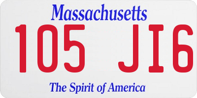 MA license plate 105JI6