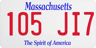 MA license plate 105JI7