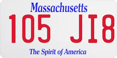 MA license plate 105JI8