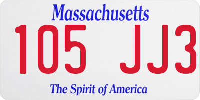 MA license plate 105JJ3