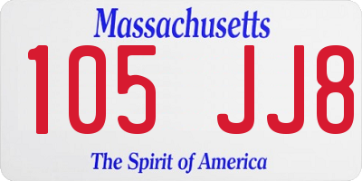 MA license plate 105JJ8