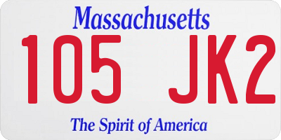 MA license plate 105JK2