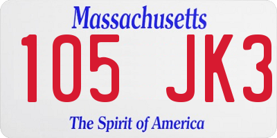 MA license plate 105JK3