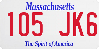 MA license plate 105JK6