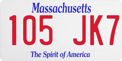 MA license plate 105JK7