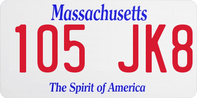 MA license plate 105JK8