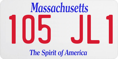MA license plate 105JL1