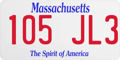 MA license plate 105JL3
