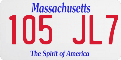 MA license plate 105JL7