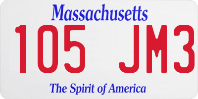 MA license plate 105JM3