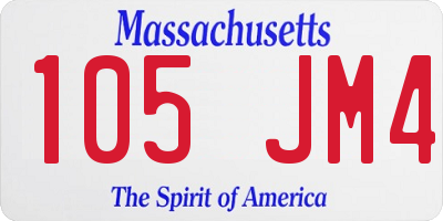 MA license plate 105JM4