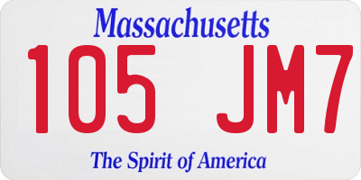 MA license plate 105JM7