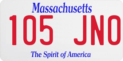 MA license plate 105JN0