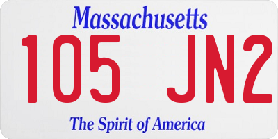 MA license plate 105JN2