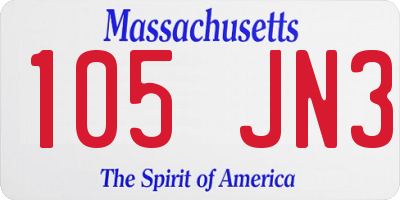 MA license plate 105JN3