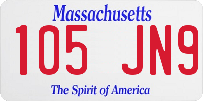 MA license plate 105JN9