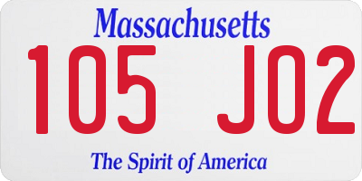 MA license plate 105JO2