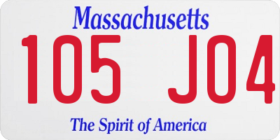 MA license plate 105JO4