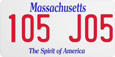 MA license plate 105JO5