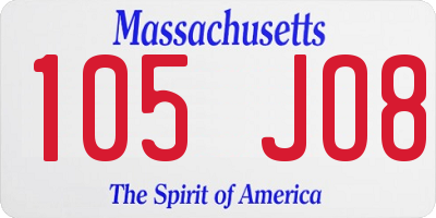 MA license plate 105JO8