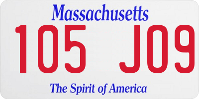 MA license plate 105JO9