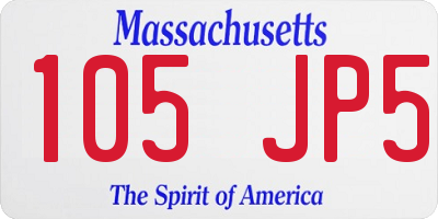 MA license plate 105JP5