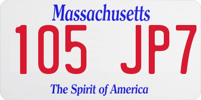 MA license plate 105JP7