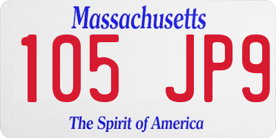 MA license plate 105JP9
