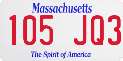 MA license plate 105JQ3