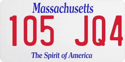 MA license plate 105JQ4