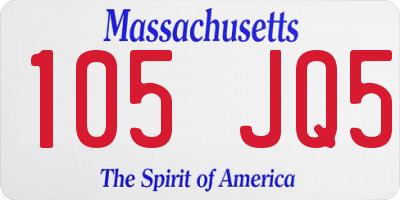 MA license plate 105JQ5