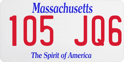 MA license plate 105JQ6