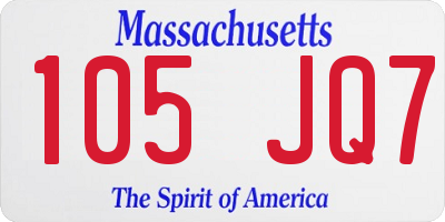 MA license plate 105JQ7