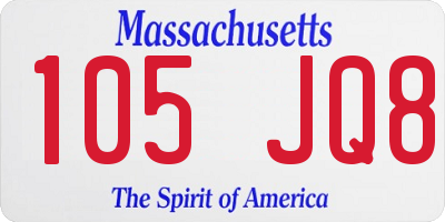 MA license plate 105JQ8