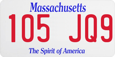 MA license plate 105JQ9
