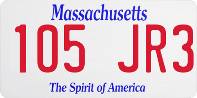 MA license plate 105JR3