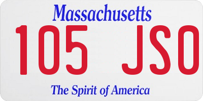 MA license plate 105JS0