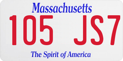 MA license plate 105JS7