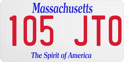 MA license plate 105JT0