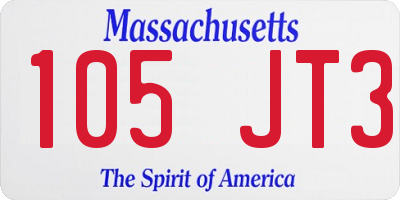 MA license plate 105JT3