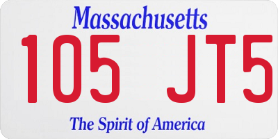 MA license plate 105JT5