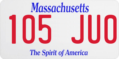 MA license plate 105JU0