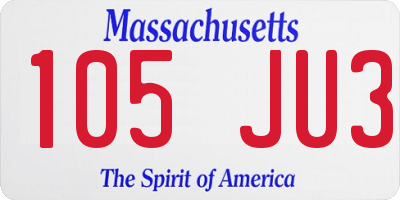 MA license plate 105JU3