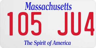 MA license plate 105JU4