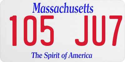 MA license plate 105JU7