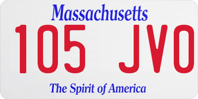 MA license plate 105JV0