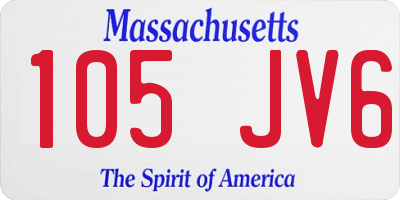 MA license plate 105JV6