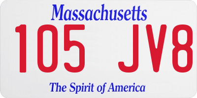 MA license plate 105JV8